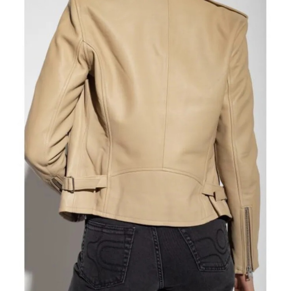 NWT IRO Newhan Han 100% leather jacket beige tea - Picture 6 of 14